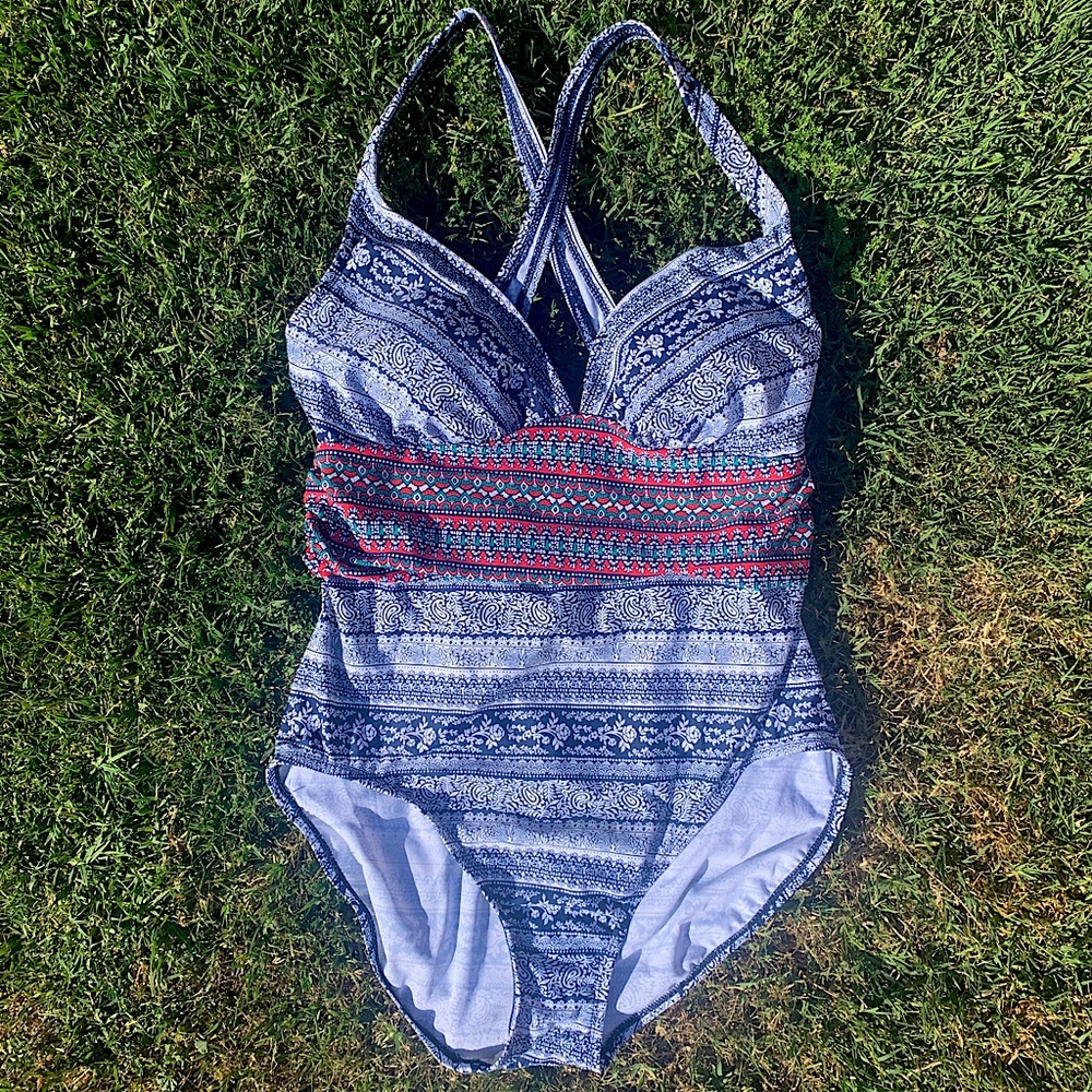 Merona Cross Back Strap Full Coverage One Piece Swim Suit